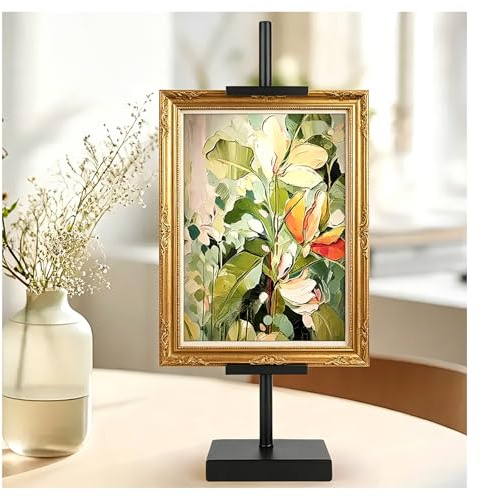 dakewang 1pcs Adjustable Tabletop Easel Stand for Picture Frames, Picture Easels for Display, Gold Easel, Picture Frame Stand, Adjustable Art Easel.(18inch,Black)