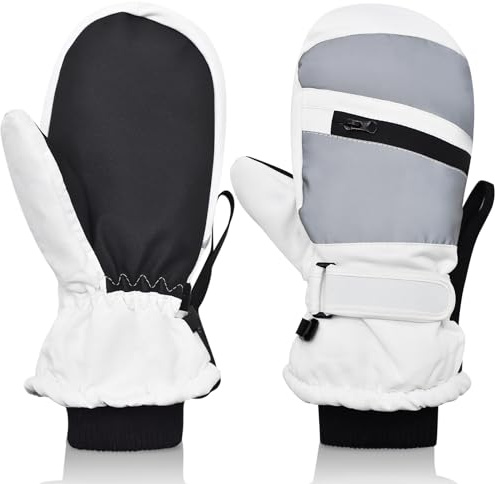JNUYISW Skihandschuhe Herren Damen, Wasserdicht Thermo Winterhandschuhe Winter Touchscreen Winddichte Handschuhe Fäustlinge Innere Fünf Finger Atmungsaktive Fausthandschuhe für Outdoor Ski Camping