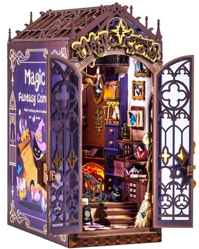 ROBOTIME Book Nook Kit Magic Fantasy Corner, DIY Booknook Diorama 3D Puzzle Miniatur Haus, Modellbausatz Geschenke für Erwachsene Teenager, Bücherregal Deko