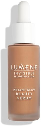 LUMENE Invisible Illumination Instant Glow Beauty Serum | Universal Bronze | Gesichtsmake-up & aufhellendes Serum | Leichte, aufbaubare Deckkraft | Vegan | 30 ml