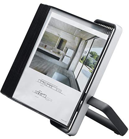 Djois, 744117 - Veo Tarifold Tisch-Präsentationssystem, A4, 10 PVC-Taschen, Schwarz, 1 Stück, Einfache Montage, Elegantes Design, Büro, Hotels, Geschäfte, Organisierte Dokumente