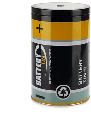 Balvi Contenitore Pile scariche Battery Tin Colore Nero per Riciclare e contribuire a Mantenere intat