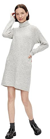 PIECES Women's Pcellen Ls High Neck Knit Dress Noos Bc Keid, Light Grey Mix, M