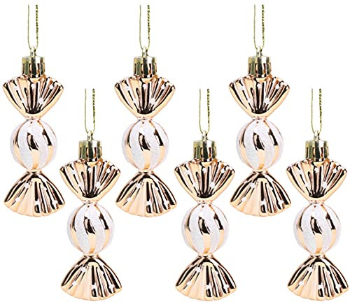 Christmas Concepts® Packung mit 6-8cm Mini-Kugeln in süßer Form – Glänzend & Glitzerverziert – Christbaumschmuck (Roségold)