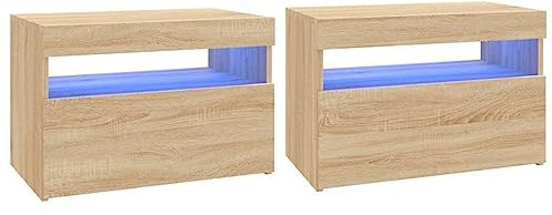 vidaXL Mobili Porta TV con LED 2 pz Rovere Sonoma 60x35x40 cm