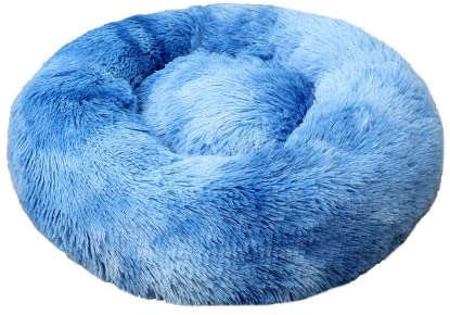 Generisch Aldenhoven Goods Hundebett Plüsch 40-120 cm Rund Katzenbett Hundekissen Katzenkissen Donut Hundekörbchen Blitzversand (Farbverlauf Blau, 70 cm)