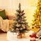 COSTWAY 60CM/90CM Pre Lit Christmas Tree, 2FT/3FT Table Top Artificial Xmas Tree with Base, LED Lights, Small Indoor Christmas Decoration and Gift (2FT, Green With 50 Lights)