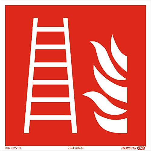 Aufkleber Feuerleiter 150x150 mm Schild nach ISO7010 und DIN67510 langnachleuchtend & selbstklebend