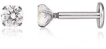 limerencia 18g Titanium Internally Threaded Tragus Piercing Jewelry CZ Top Flat Back Piercing Nose Studs Earring, Helix, Cartilage, Labret, Monroe for Women or Men