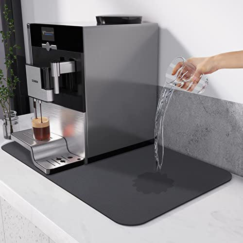 Alfombrilla Escurreplatos, Almohadilla Absorbente Debajo de la Cafetera, Escurre Cubiertos de Cocina Fregadero Esteras de Secado, Antideslizante Drying Mat para Platos(40 * 60cm Gris)