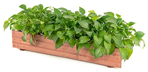 GOPLUS Jardinera de madera, jardinera con 2 agujeros de drenaje, jardinera para jardín y balcón, 91,5 x 18 x 16 cm