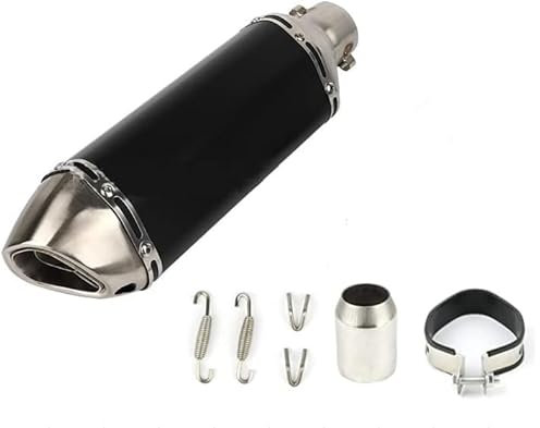 Vanwoke Universal Motorrad Auspuff 38-51mm, Universal Motorrad Schalldämpfer mit abnehmbarem DB Killer, schwarzer Klein Hexagon Oblique Tail Refit Auspuff für Motorräder, Mountainbikes und Roller