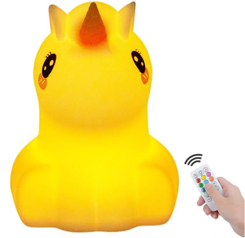 xinjinhju Große Einhorn-Nachtlichter Nachttischlampe Schlafzimmerlicht LED Stimmungslicht - Bruchfest, Augenschutz, verstellbare Helligkeit, Farbe und Zeiteinstellung - Geburtstagsgeschenk - Groß