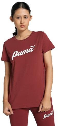 PUMA ESS+ Script Tee, Unisex T-Shirts, Intense Red, 679315 XS