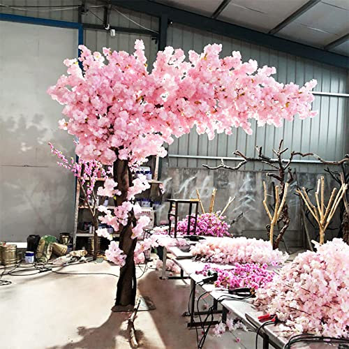 Arbre de Fleurs de Cerisier Artificiel, décor de Fleurs de Cerisier, Fausses Plantes de Fleurs de Cerisier, Arbre Sakura, Cerisier pleureur, Plante Artificielle avec tiges de Bois véritable 1x0,6