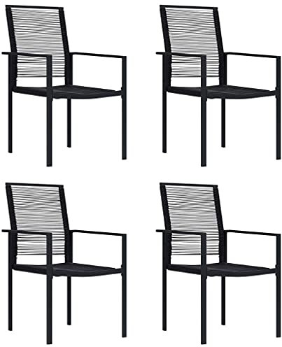AJJHUUKI Gartenstühle aus PVC, Rattan, Schwarz, 4 Stück