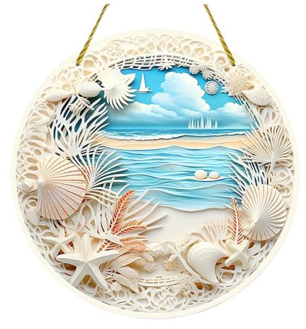 Ocean Wave Beach Ornament Acrylic Creative Ocean-themed Hanging Decoration Sun Catcher Beach Hanging Ornaments with lanyard Sea Window Hangings Decor for Bedroom drawing room Office (Style A)