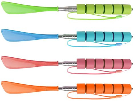 SPRHR 4 Pièces Shoehorn, Chausse Pied Plastique, Chausse Pieds ont une Fonction Télescopique et des Bords Lisses, a un Design Suspendu pour Faciliter le Port des Chaussures (4 Couleurs)