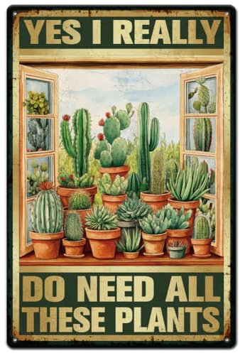 SUPERDANT Targa in Metallo Cactus Metallo Targa In Latta Piante Vintage Poster In Metallo Retro Davanzale Arte Targa Piante In Vaso Poster Da Parete Vintage per Soggiorno Giardino