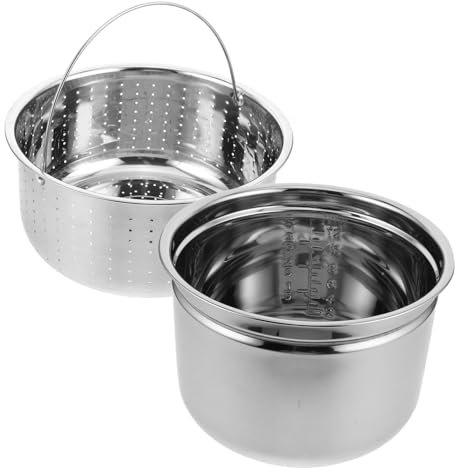 BEBEMOKO Olla Interior De Acero Inoxidable Olla Arrocera Eléctrica Con Cesta Vaporizadora Separadora Para Arroz y Sopa Drenaje Fácil Bandeja Vapor Arroz Para Cocina Saludable