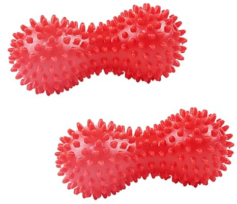 2 Stück Doppel-Kugel Massageball aus PVC für Nacken und Fußsohle | Doppelkugel Stabilität, Rot, für Yoga, Dehnung und Büropausen bei Verspannten Muskeln