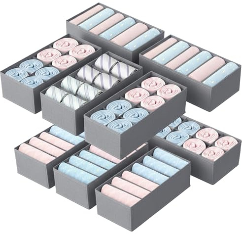 10er Set Schubladen Organizer für IKEA PAX, Kleiderschrank & Unterwäsche Organizer Faltbarer, ideal für Unterwäsche,Babykleidung,Socken,Krawatten (Grau)