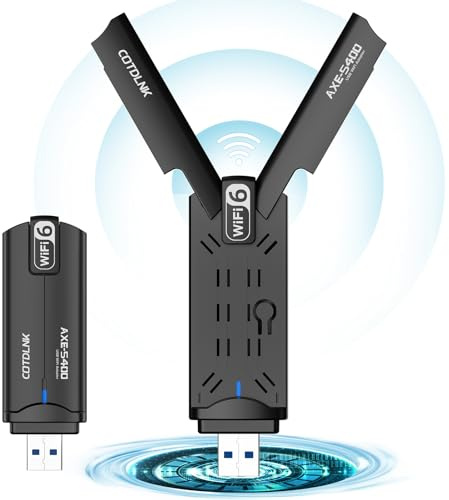 COTDLNK AXE5400 Clé WiFi 6 Adaptateur USB 3.0 WiFi 6E Adaptateur Réseau USB | Gigabit| Cryptage WPA3| Tri-Bande 2.4G/5G/6G| MU-MIMO OFDMA, ne Prend en Charge Que Windows 11/10