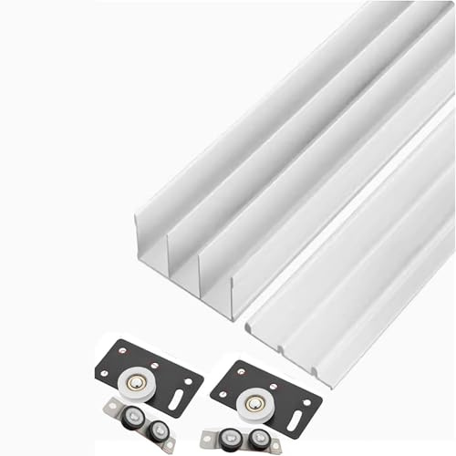 SYLUOQP Schiebetür-Schienen-Set, glattes 3-Schienen-Schienensystem for Kleiderschrank- und Schranktüren, einfache Installationslösung ohne Rillen(120cm/47in)