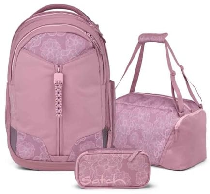 Satch Match Schulrucksack Set 3tlg. inkl. Schlamperbox und Sporttasche (Magnolia Dream)