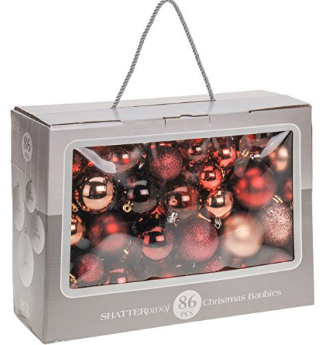 86 Weihnachtsbaumkugeln Rot/Rose glänzend glitzernd matt bis 7cm Christbaumkugeln Dekokugeln