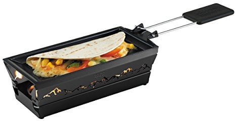 KUHN RIKON Candle Light Mini Alpenglühen Raclette Set, schwarz, Antihaft-Grill-Pfännchen, mit Teelicht