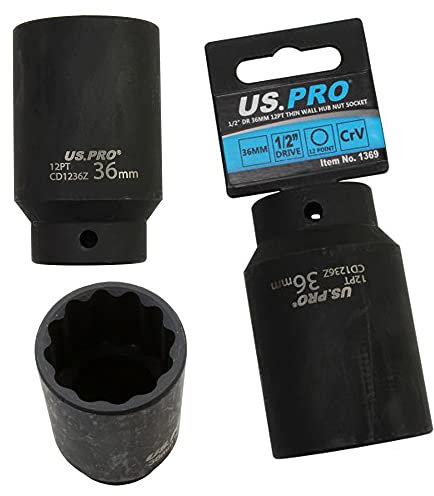 US PRO B1369 - Llave de vaso de impacto métrico doble profundo de 36 mm, 1/2 pulgada