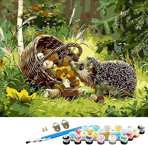 ABEUTY Wandkunst Wald Igel Obst Malen nach Zahlen, DIY Ölgemälde auf Leinwand Gemälde 40x50cm