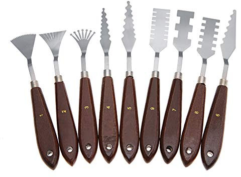 9 UNIDS Profesional Acero Inoxidable Espátula Pintura Mezcla Scraper Set Artista Pintura Al Óleo Paleta Cuchillo