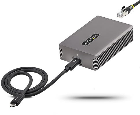StarTech.com Adaptateur Thunderbolt 3 vers Ethernet, 10GbE - Multi-Gigabit, Adaptateur Réseau Thunderbolt 3 vers RJ45 - Adaptateur Ethernet PC Portable avec Câble TB3, Win/Mac (TB310G2)