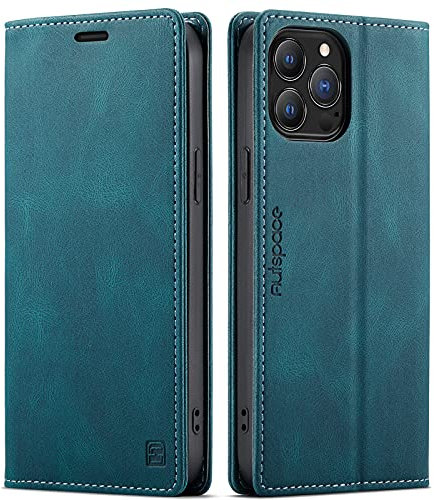 LOLFZ Wallet Case for iPhone 13 Pro Max, Magnetic Flip Leather Case with RFID Block Card Slots Kickstand Shockproof Protective Cover Compatible with iPhone 13 Pro Max 6.7 Inch - Blue