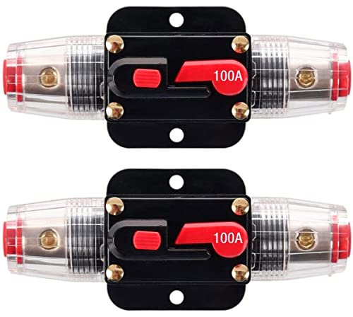 Greluma 2 Pz fusibile di ripristino dell'interruttore automatico in linea da 100 A, portafusibili 12V-24V DC con ripristino manuale per sistema audio per barche marine automobilistiche
