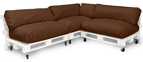 Spatium Jumbo XXL Palettenkissen Set abnehmbar Bezug wasserdicht gesteppt Palettenpolster Palettenauflage Palettensofa (Braun, 7er Set)