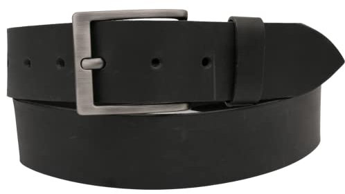AnnaMatoni Herren Leder Gürtel in Rind Leder 3,3mm stark Vintage Look mit Metall Dorn Schließe in antik schwarz siber gebürstet(Nickelfrei) 4cm Breit Herren Ledergürtel (schwarz 790, TW85)