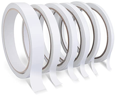 Grevosea 6 Rollen Doppelseitiges Klebeband Set - Starkes Doppelklebeband für Basteln, Geschenke, Handwerk und Büro - 10m/Pro Rolle (5mm/8mm/10mm/15mm)