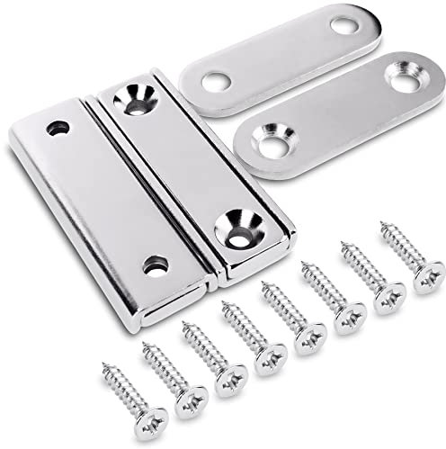 Sensei 2 piezas Imán de neodimio rectangular 40x13,8x5 mm, con agujeros para tornillos, 15 kg de fuerza de atracción + 2 arandelas de acero + 8 tornillos incluidos