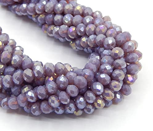 Czech Bohemian Crystal Pearls 6 mm Czech Pearls CZ Glass Cut Beads Faceted Rondelle Beads Glass Beads 1 Strand (Purple Opaque) 85 Pieces