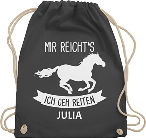 Turnbeutel Rucksack - Pferd Pferde - Mir reichts ich geh reiten - Unisize - Dunkelgrau - tasche zum reit sachen für mädchen pferden gehe beutel pferderucksäcke pferdemotiv reicht s stoffbeutel