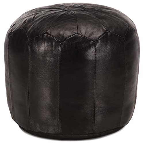 XIAOGUANG Pouf, Ottoman Puff, Sitzhocker, Sitzpouf, Sitzkissen Boden, Pouf Hocker, Sitzpuff, Couch Hocker, Schwarz 40 x 35 cm Echtes Ziegenleder