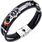 HOGALTHY Pulsera España Hombre - Pulsera Bandera España - Pulsera Guitarra Española - Pulsera de Cuero Hombre y Acero Inoxidable de 21 cm con Cierre de Seguridad - Regalos Hombre