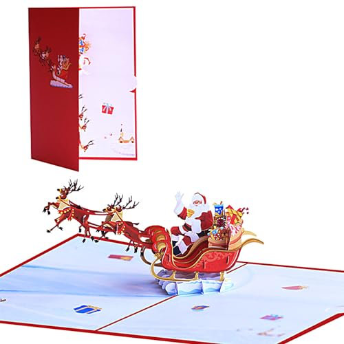 Koboko Pop-Up Weihnachtskarten, Weihnachtskarten mit Umschlag Set, Pop up Karte Glückwunschkarten, 3D Weihnachtswunschkarte, Geeignet für Weihnachten, Partythemen, Geburtstage