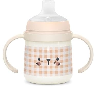 Suavinex, Tasse Apprentissage Bébé, Biberon avec Poignées, Brillent dans le Noir, avec Bec Anti-fuites en Silicone, avec Valve Anti-Colique, pour Bébés +6 Mois, Idéal Nuit, 150 ml, Rose