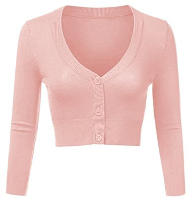 Totatuit Women's Cropped Cardigan V Neck Button Down Knitted Shrug Long Sleeve Open Front Jumper Light Green Cardigans,S