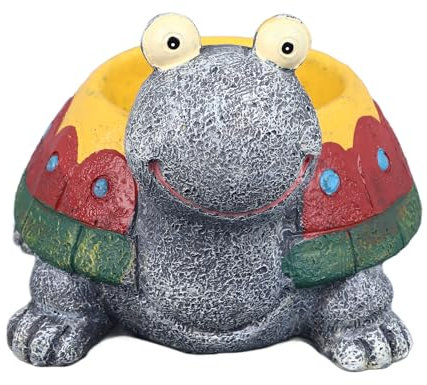 Pssopp Jardinière Succulente en Forme de Tortue Mignonne, Pot de Fleur en Résine Durable avec Trous de Drainage, Idéal pour Les Cactus, Les Micro-paysages, Une Utilisation Intérieure et