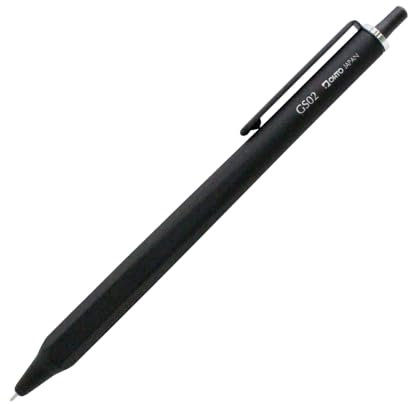 OHTO Kugelschreiber GS2 aus Aluminium und Clip aus Messing in der Farbe Schwarz, Strichbreite: 0,5 mm, GS02-G5-BK